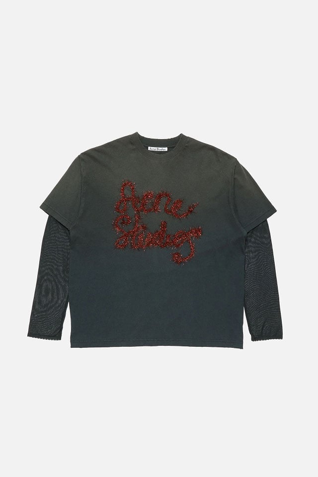 Acne Studios brown hooded sweater in organic cotton fleece, with the iconic 1996 logo on the back.