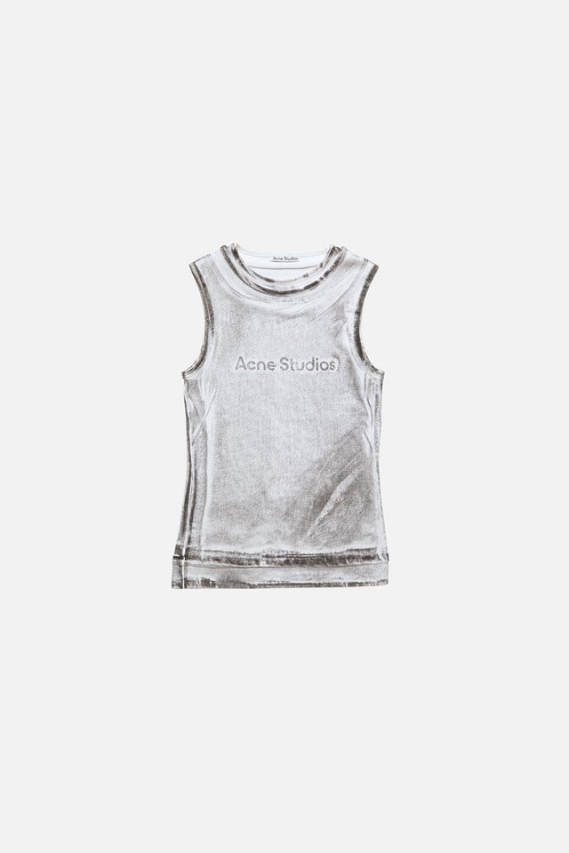 A showcase of the product: Acne Studios grey tanktop.