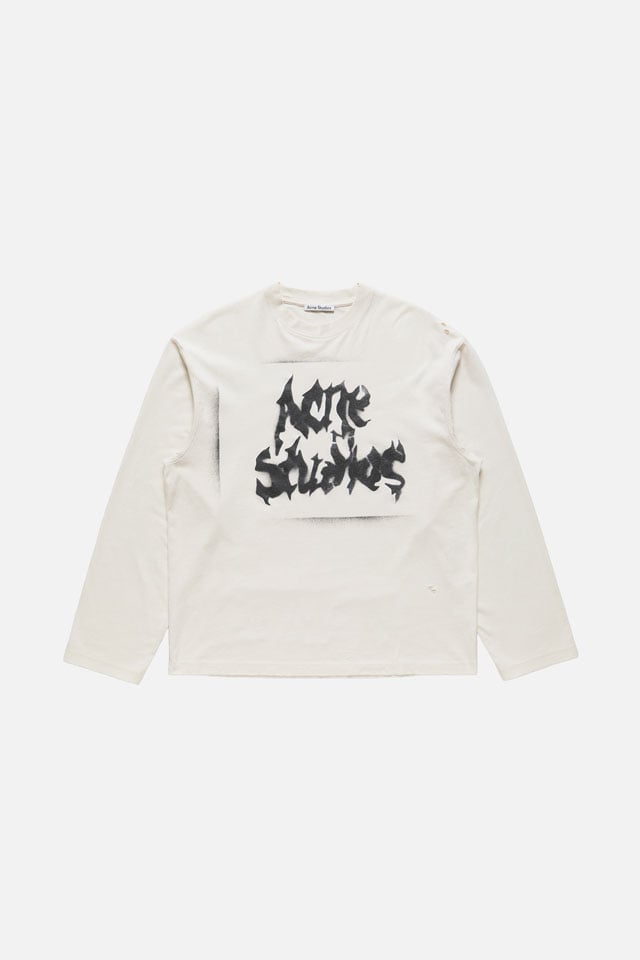 A showcase of the product: Acne Studios gothic logo t-shirt.
