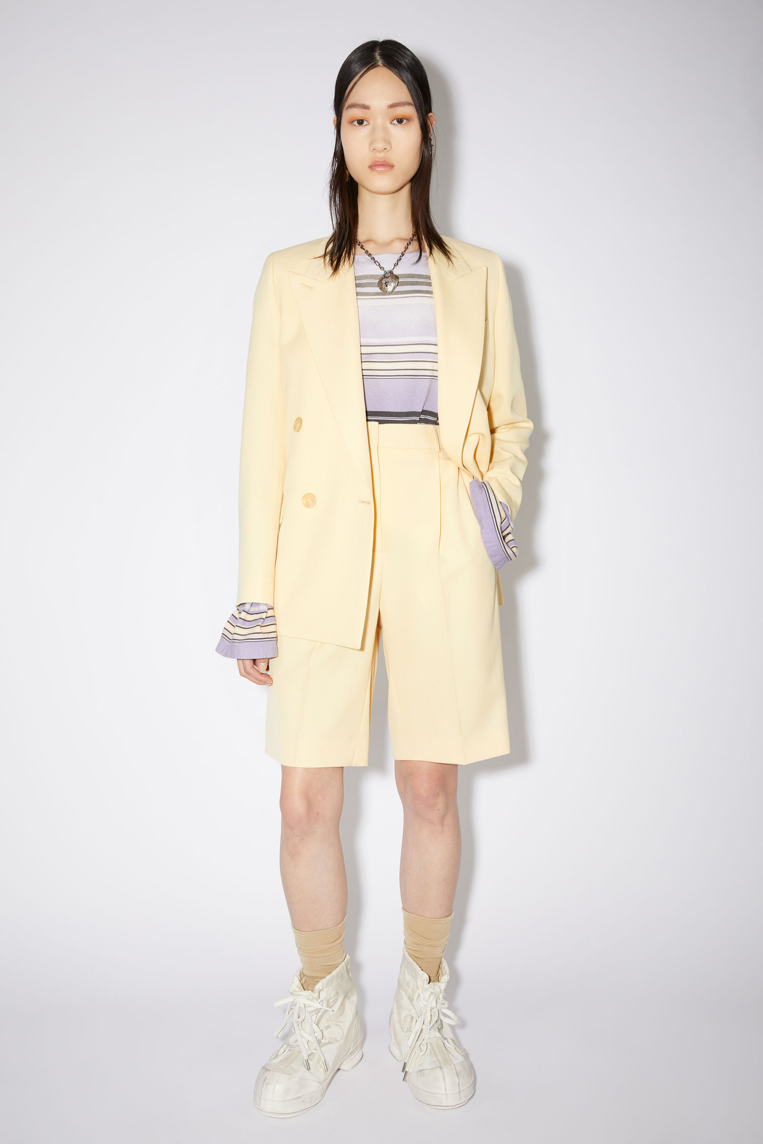 yellow tailored shorts