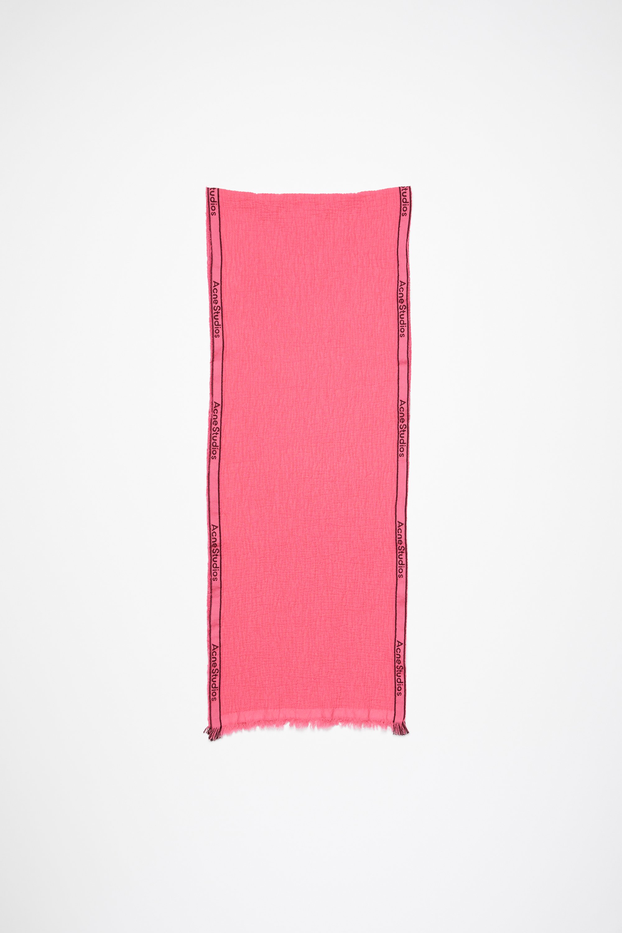 Acne Studios Jacquard-logo Seersucker Scarf In Pink