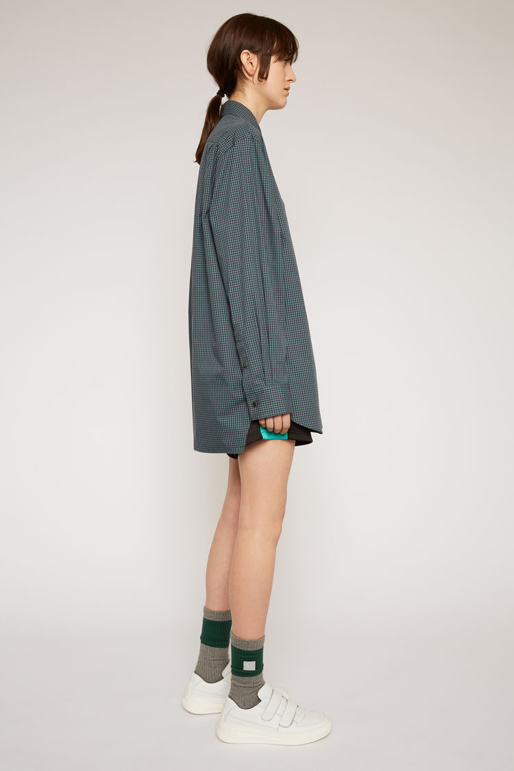 ACNE STUDIOS Face patch checked shirt Navy blue