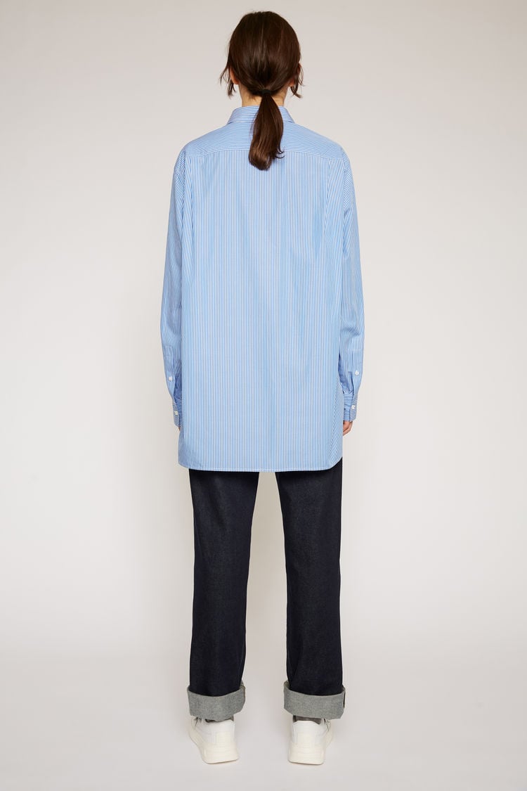 Acne Studios Face Patch Striped Shirt Blue/white