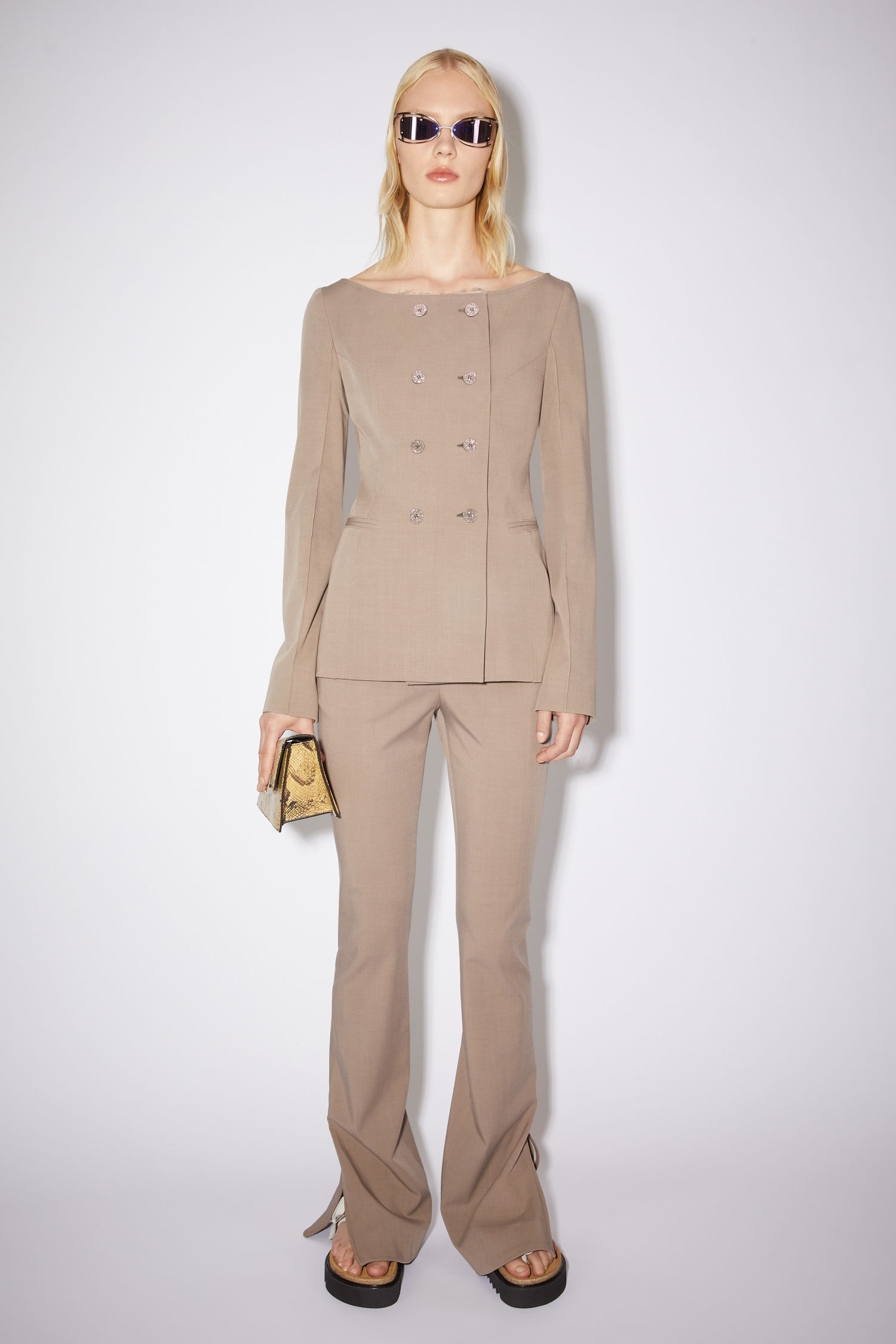 collarless suit jacket