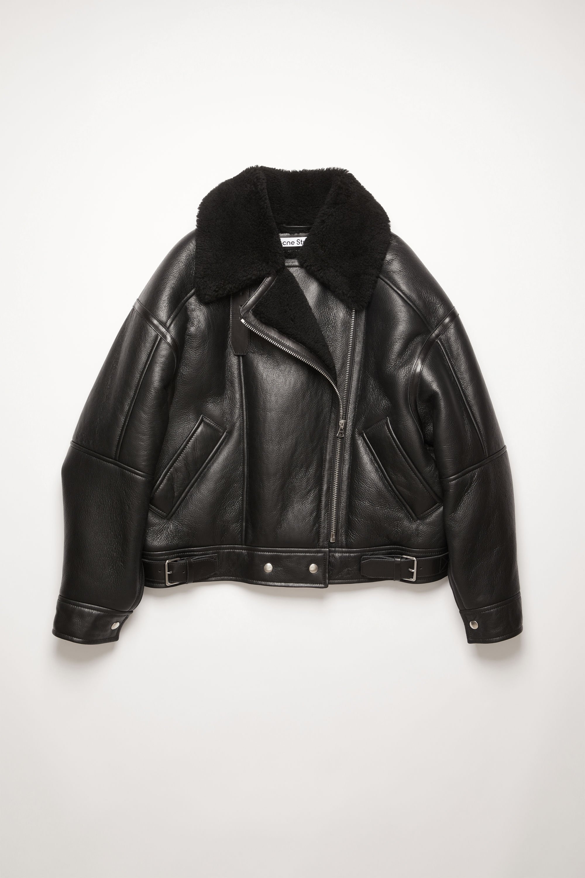 acne black shearling jacket