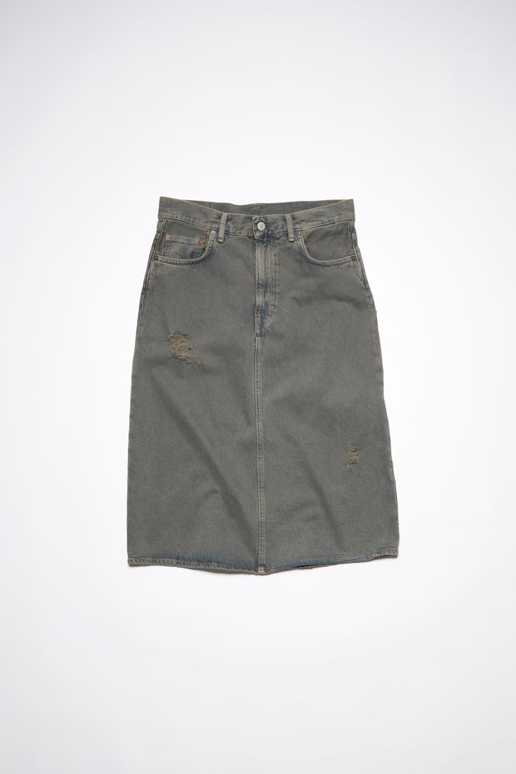 Acne Studios Fn-wn-skir000426 Blue/green Midi Denim Skirt In Gray