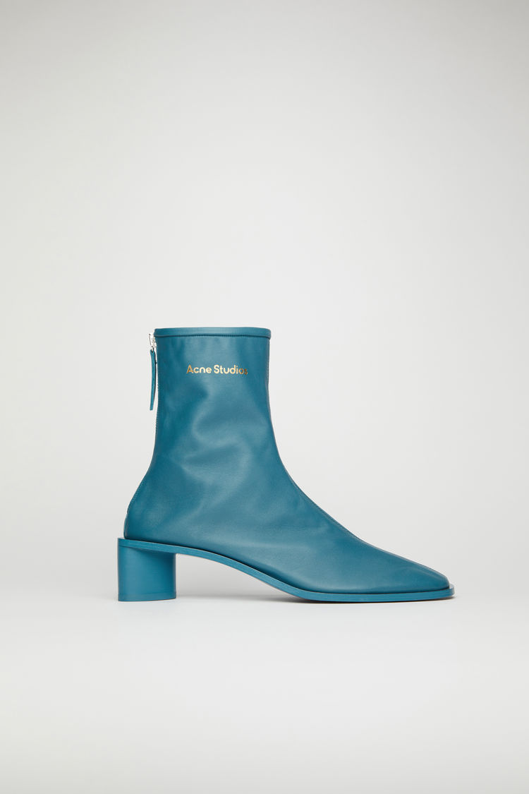Branded leather boots Teal blue/teal blue