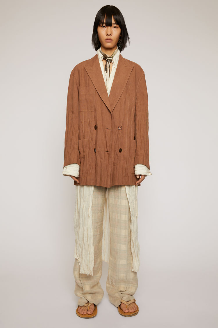 ACNE STUDIOS Double-breasted linen jacket Mink brown