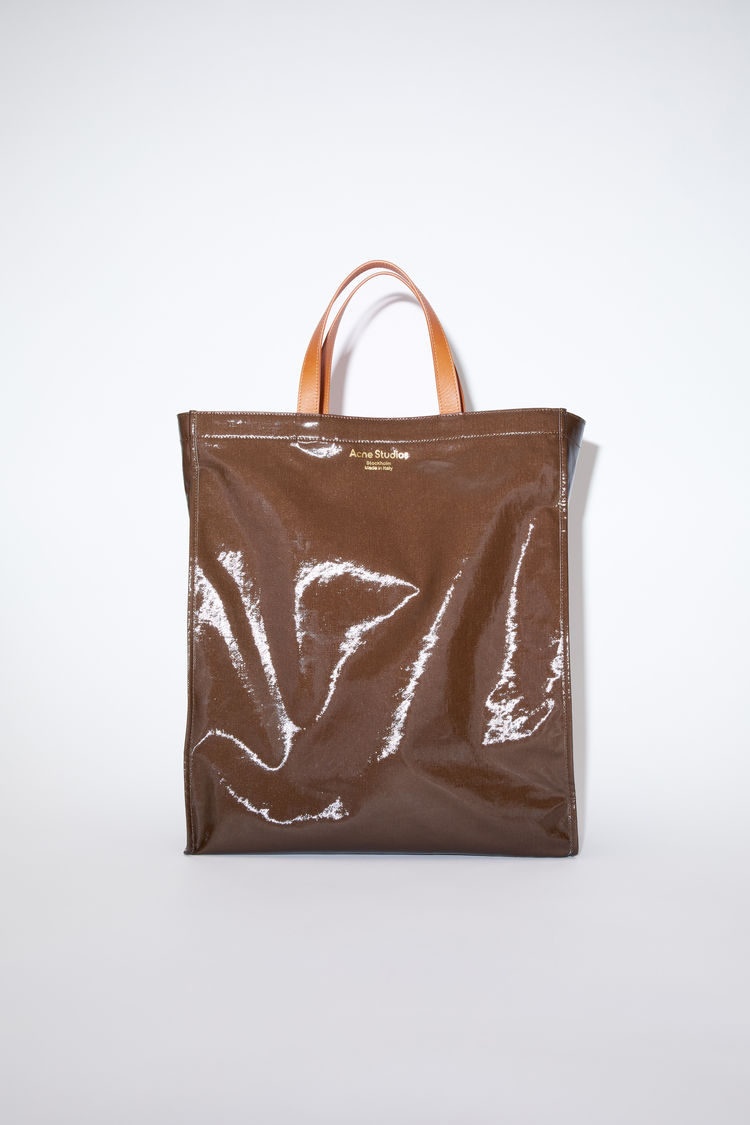 Shiny Tote Bag In Brown
