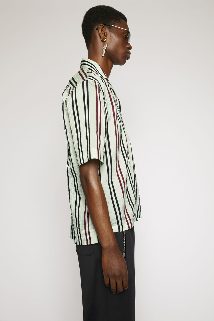 ACNE STUDIOS Striped cotton-blend shirt Pastel green/burgundy