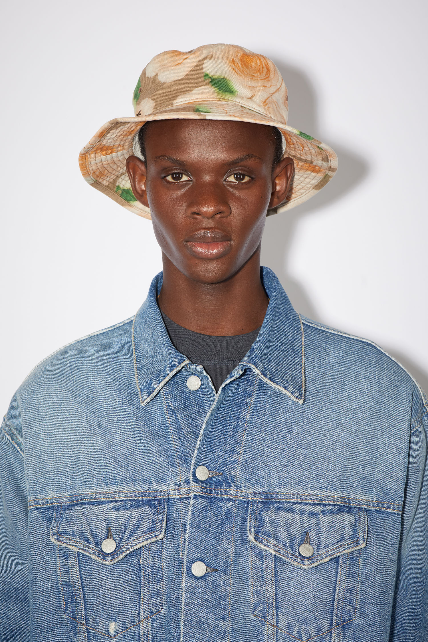 Rose print bucket hat - Peach orange