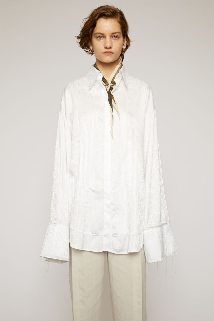 ACNE STUDIOS Floral-jacquard satin shirt Ivory white