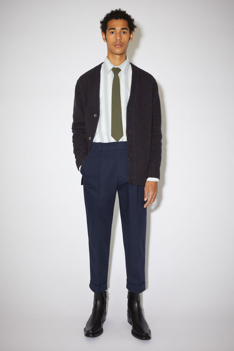 ACNE STUDIOS CROPPED TAPERED-FIT TROUSERS NAVY BLUE