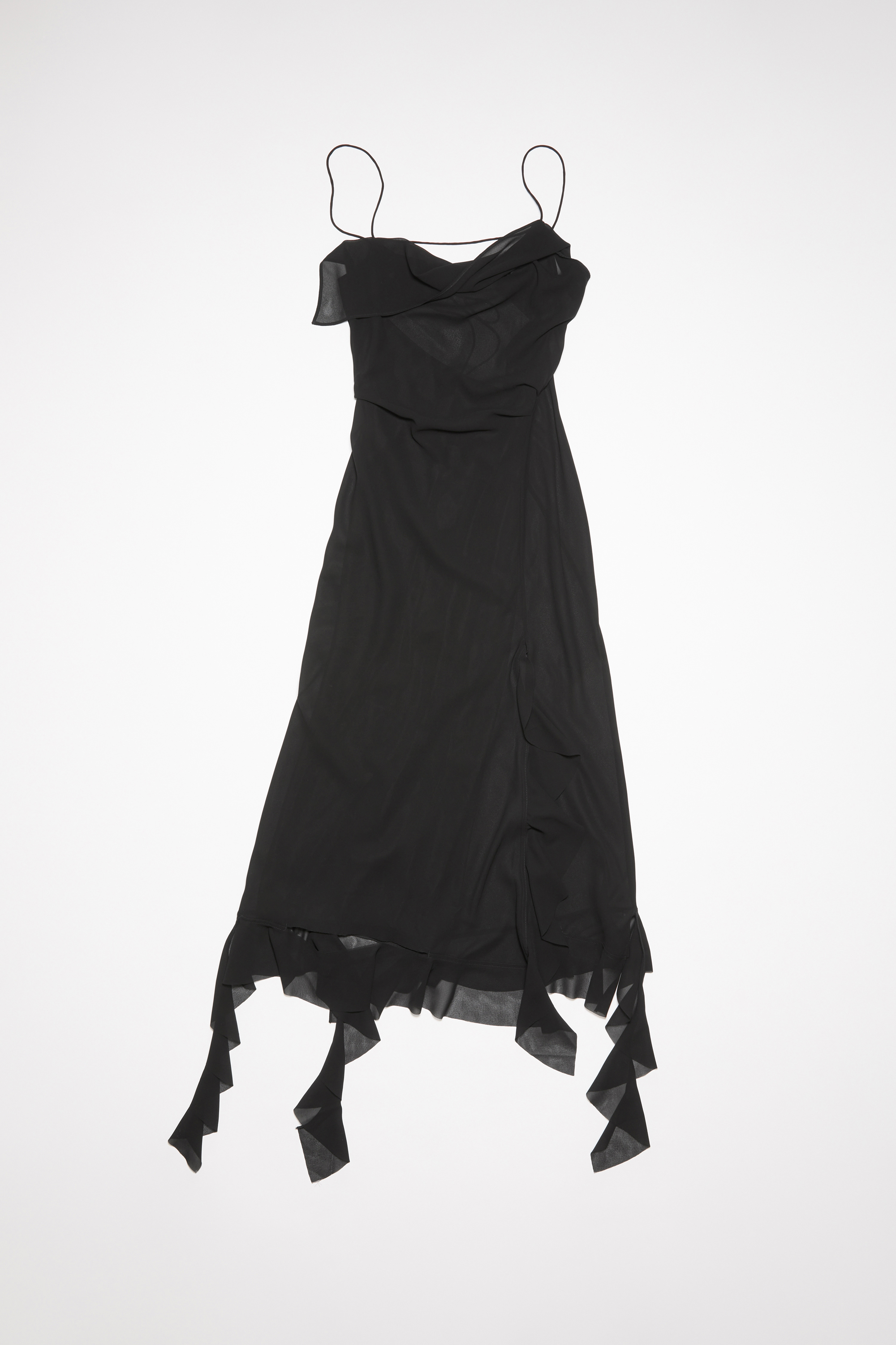 Acne Studios Ruffle Strap Dress In Black
