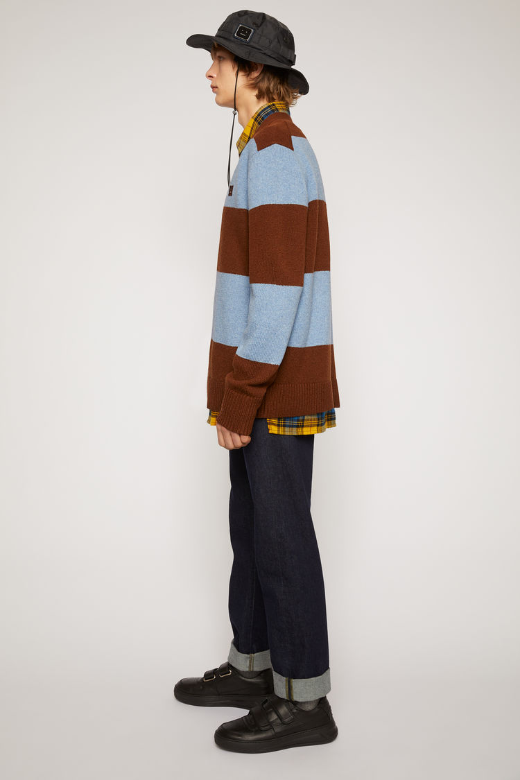 ACNE STUDIOS Block stripe cardigan Dark brown/mineral blue