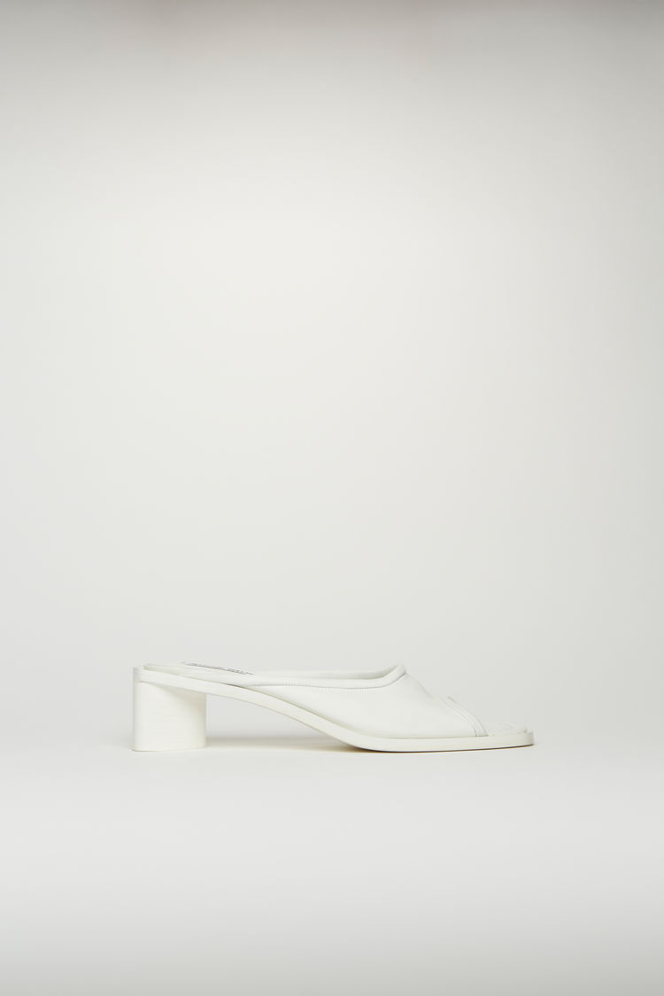 white open toe mules