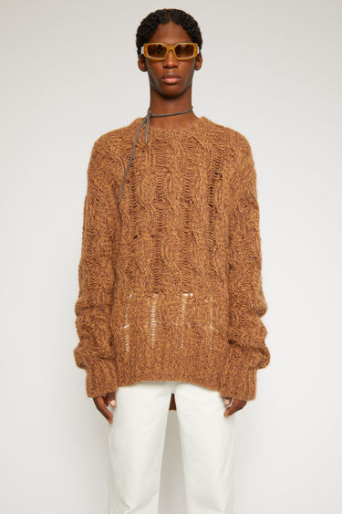 X-Future Mens Stylish Ribbed Cable Knit Long Sleeve Crewneck Pullover Sweater