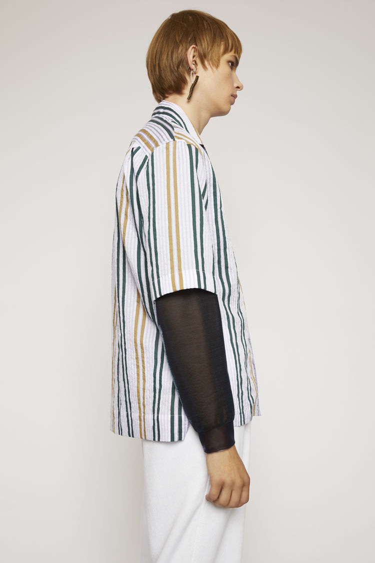 ACNE STUDIOS Striped cotton-blend shirt Green/lilac