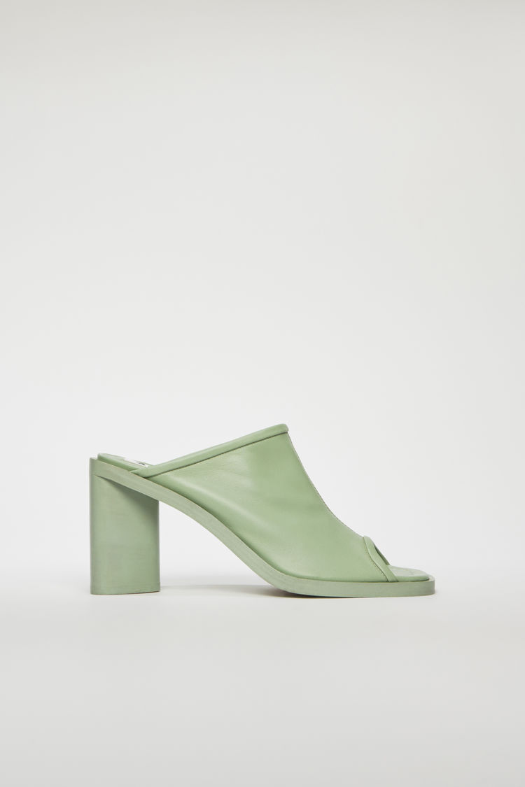 ACNE STUDIOS Open-toe leather mules Pale green
