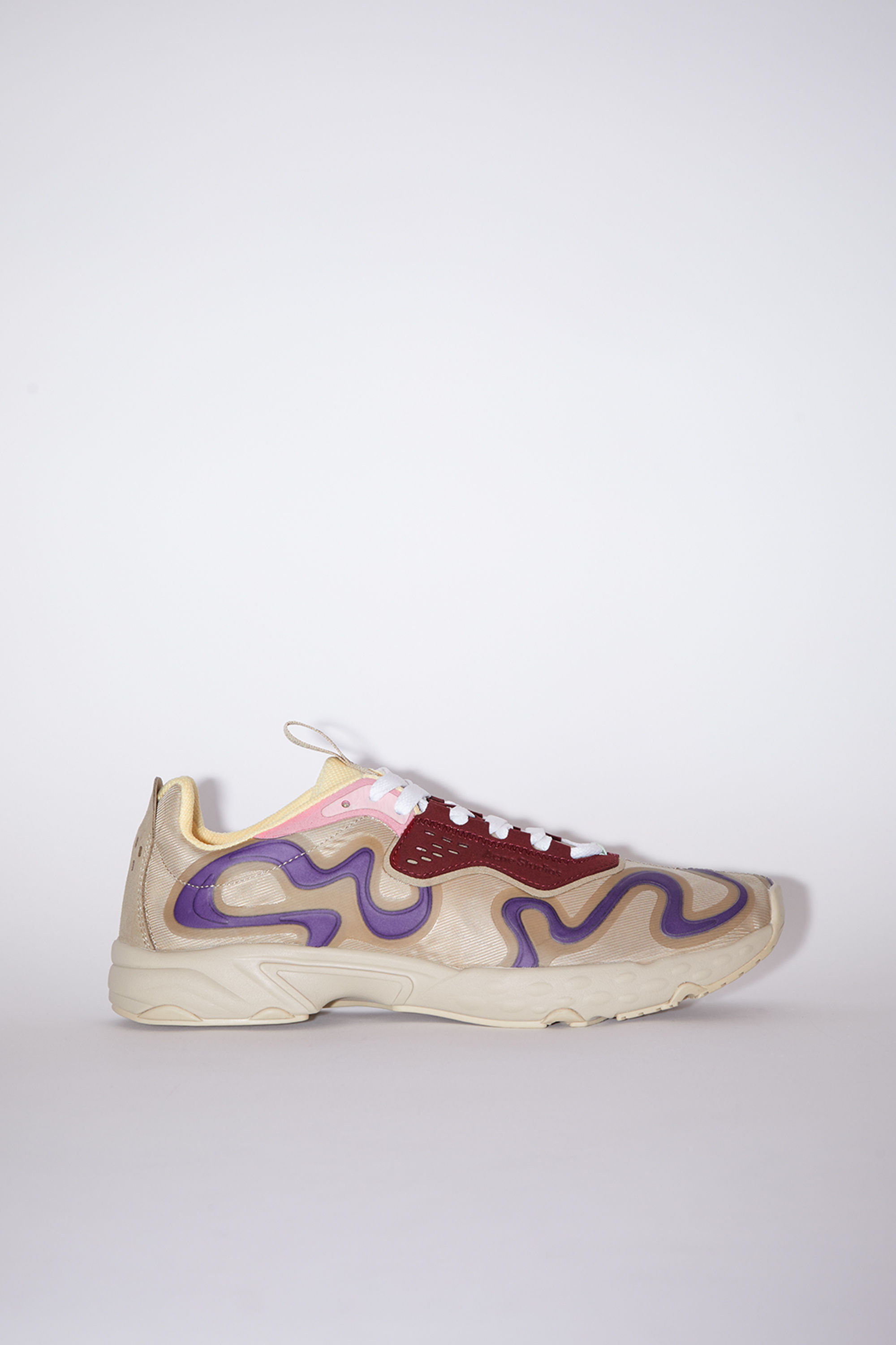 Acne Studios Ribbon Logo Lace-up Sneakers In Multi Beige | ModeSens
