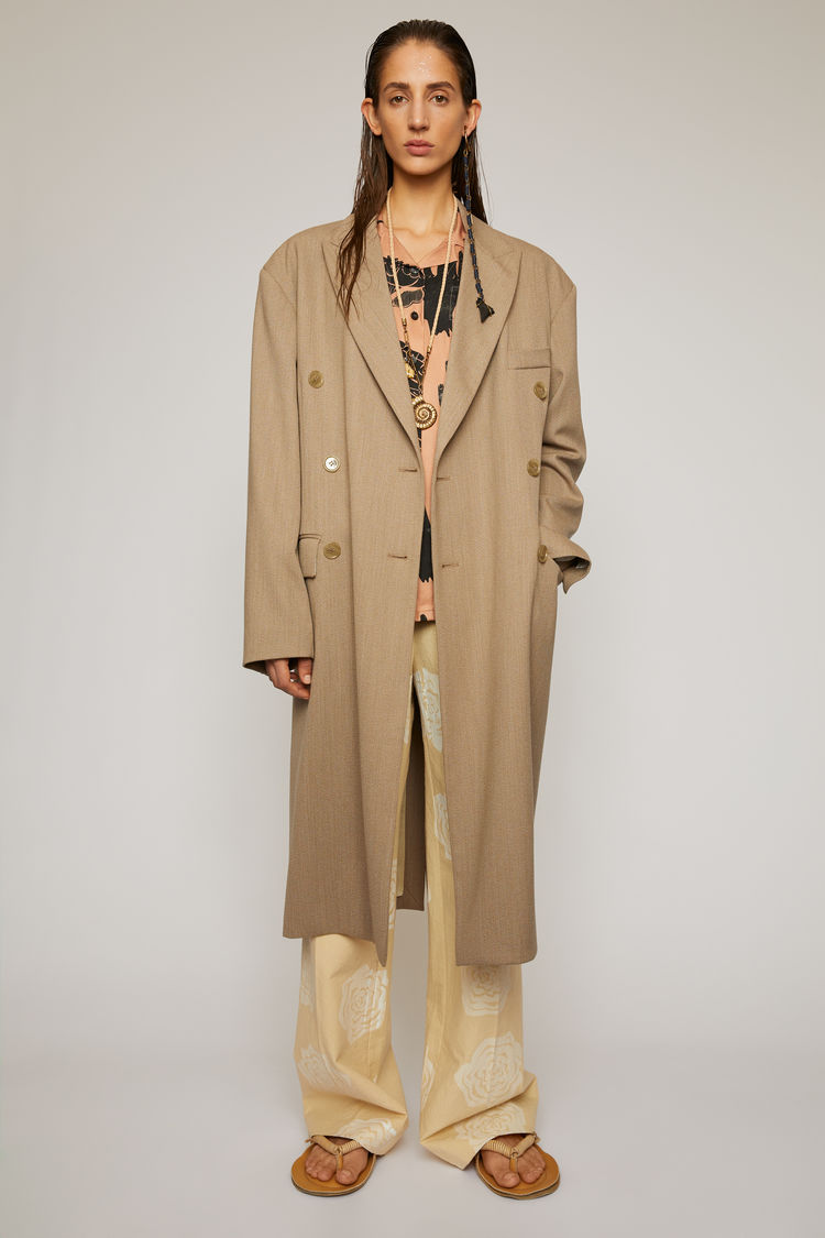 Acne Studios Double-breasted Overcoat Beige | ModeSens