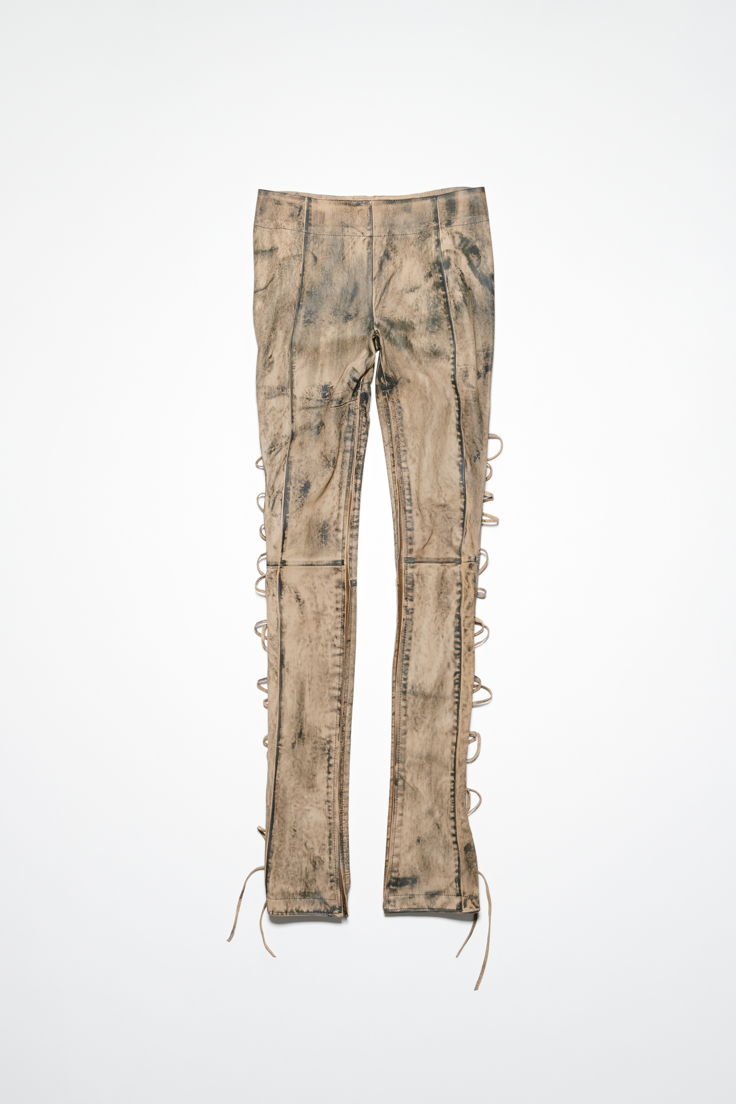 ACNE STUDIOS ACNE STUDIOS FN-WN-TROU001101 BEIGE/GREEN LEATHER LACE-UP TROUSERS