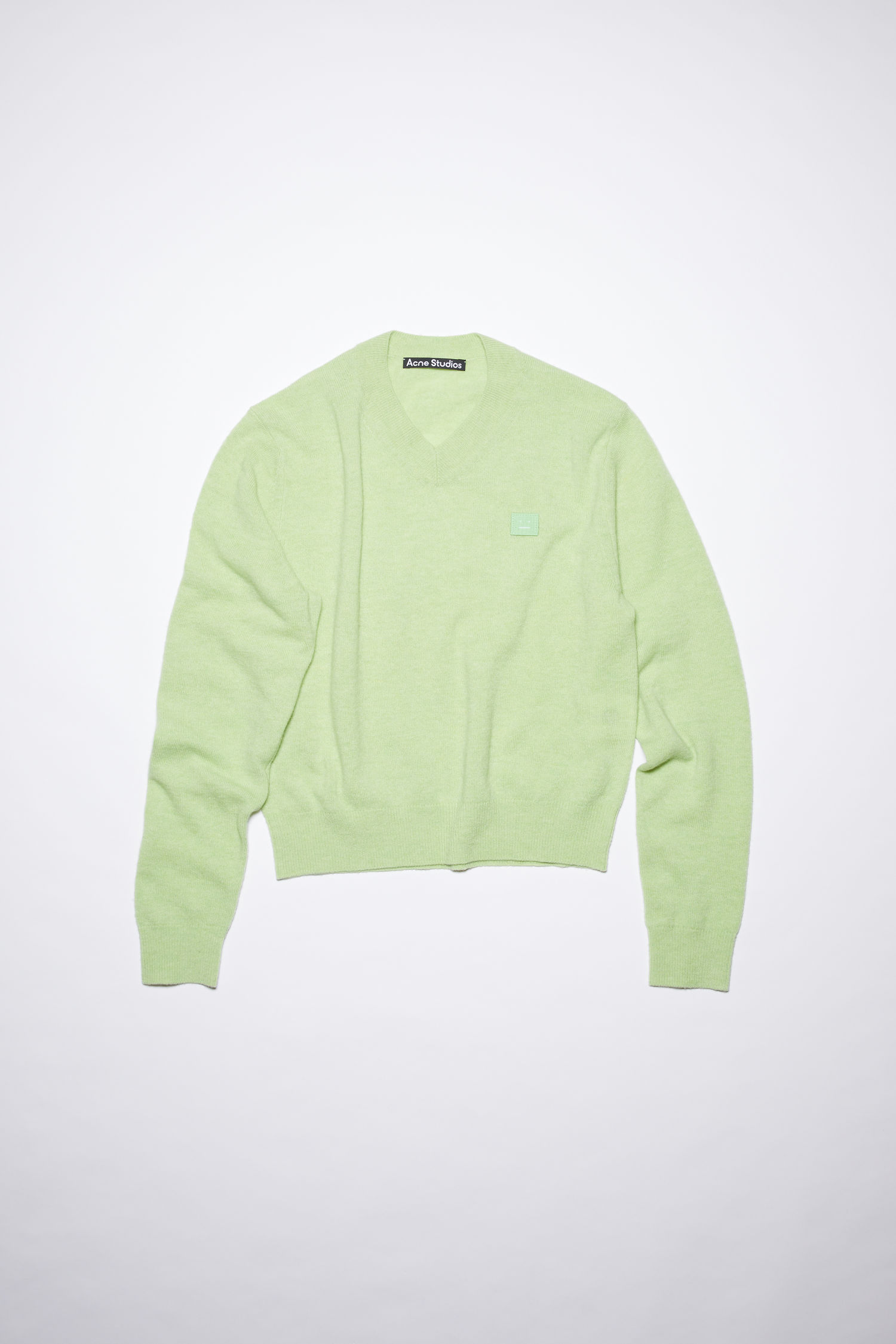 Wool v-neck sweater - Pale green melange