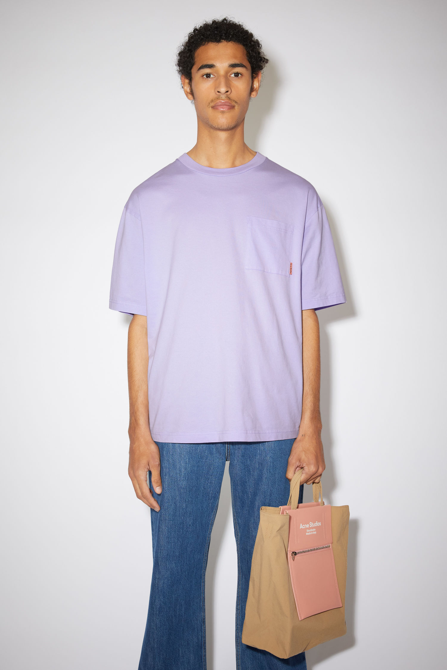 Acne Studios Patch Pocket Cotton T Shirt Light Purple