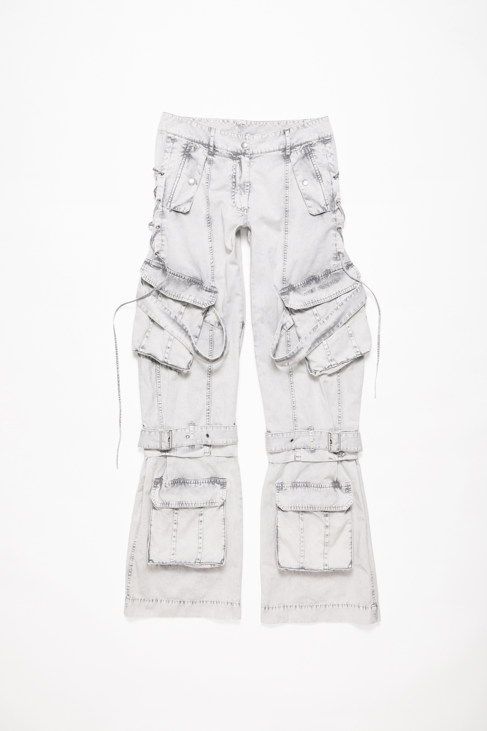 Acne Studios Cotton Cargo Trousers Dusty White In Grey