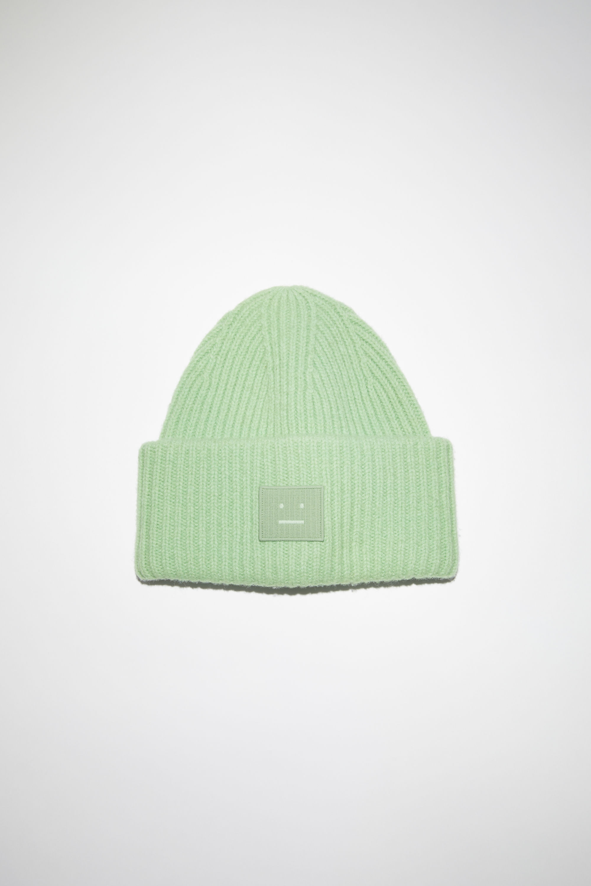 Acne Studios Large Face Logo Beanie In Spring Green