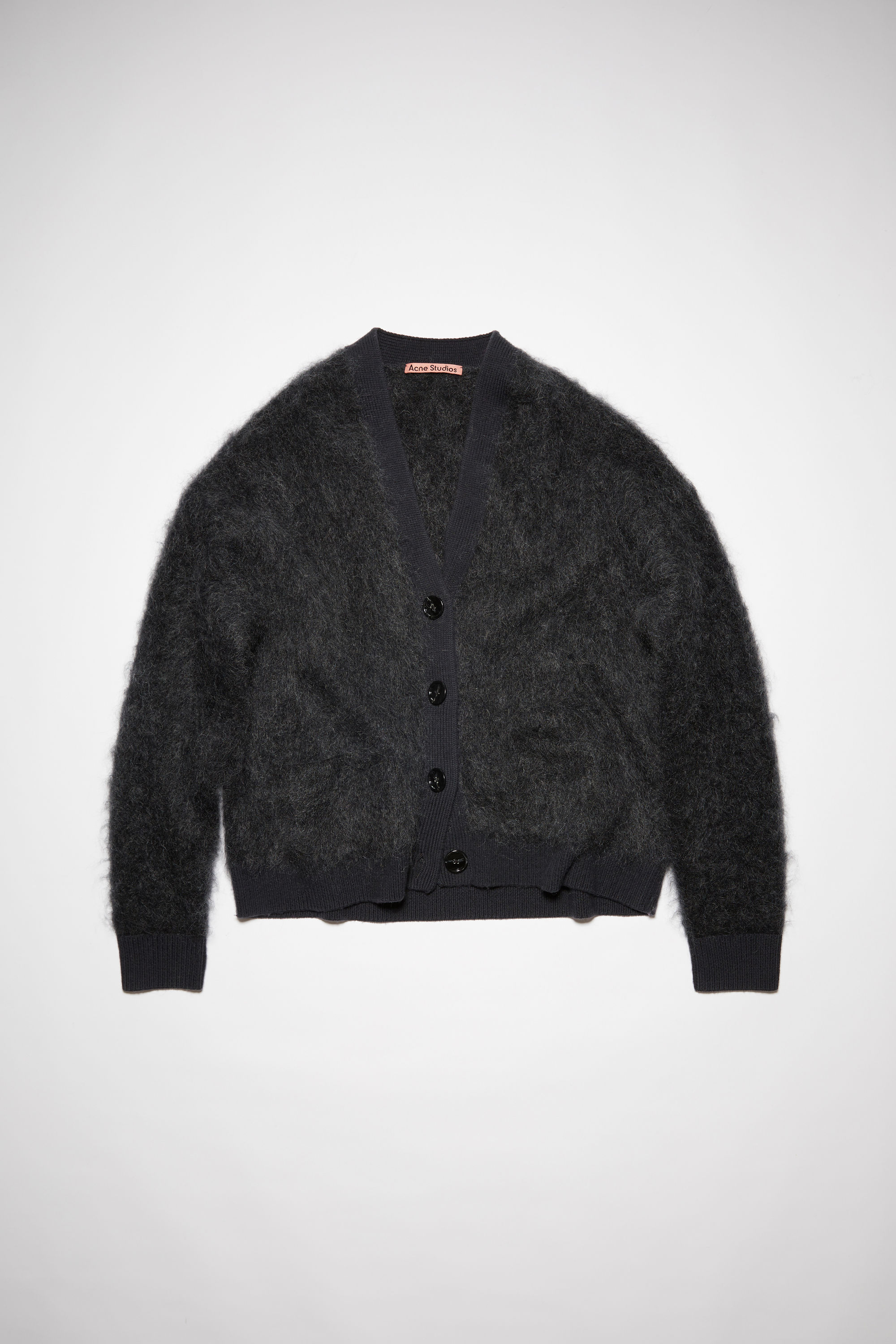 Acne Studios Mohair Wool Fluffy Cardigan In Anthracite Grey
