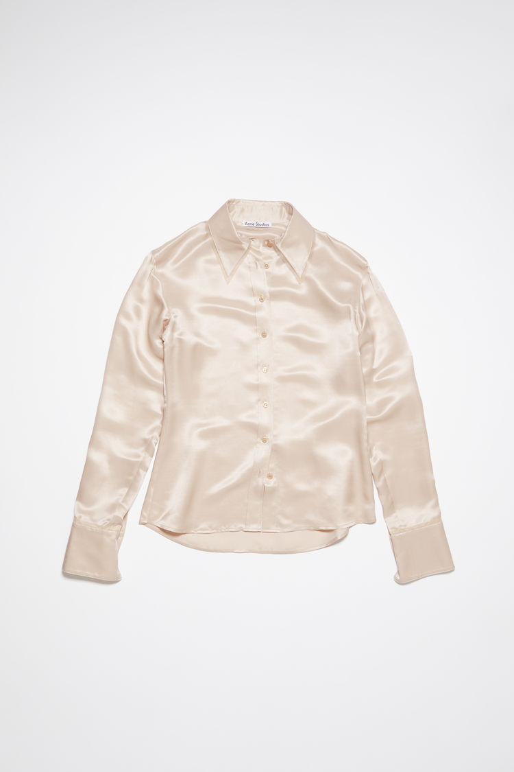 Acne Studios Satin Button-up Shirt In Pebble Beige