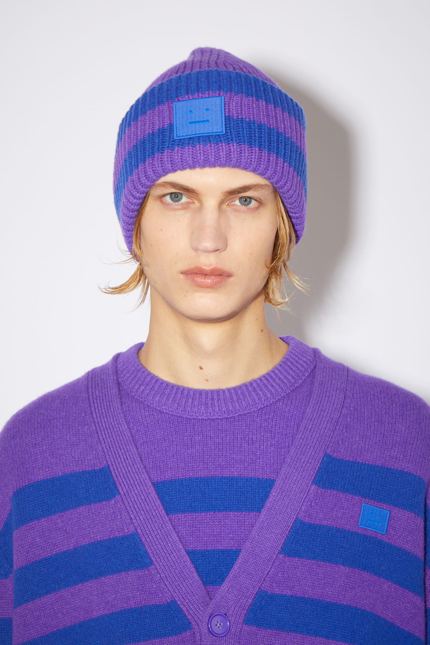 Acne Studios - Striped logo beanie 