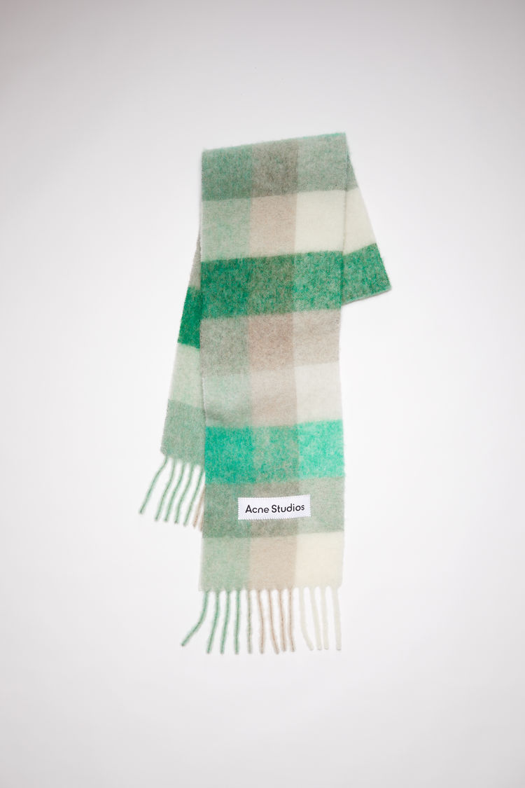 Acne Studios Fn-ux-scar000115 Green/grey Mohair Checked Scarf In Green,grey