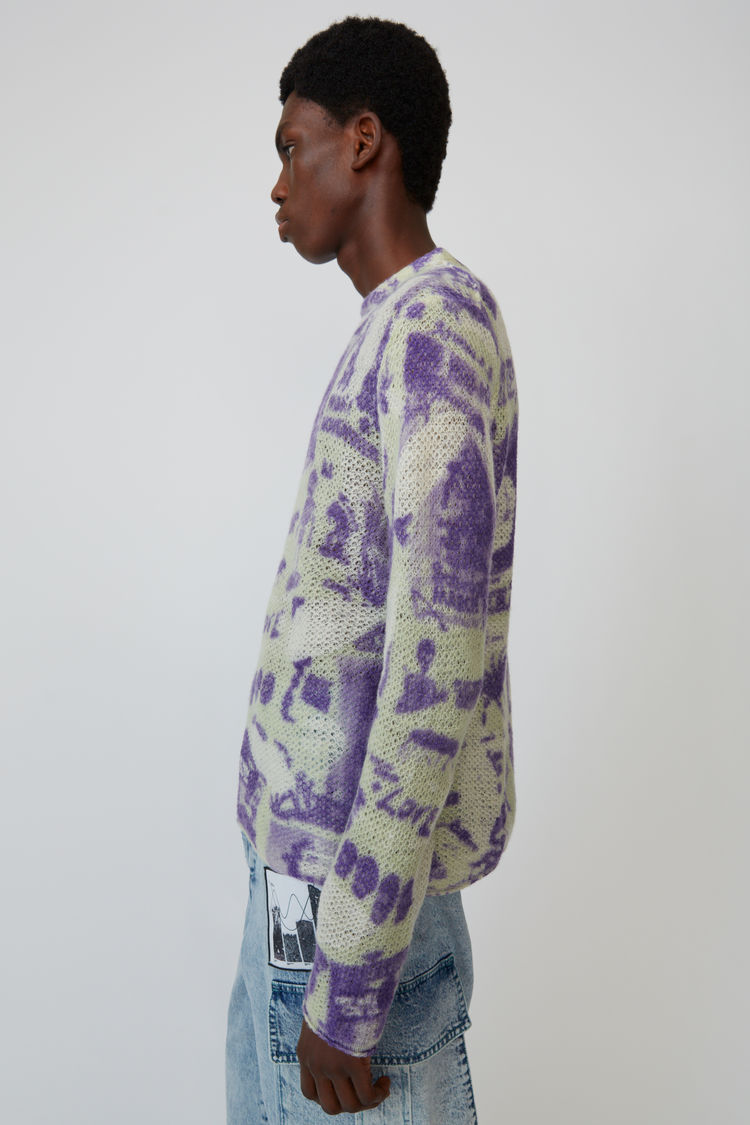 Shop Acne Studios Scribbled-print Sweater Purple/green