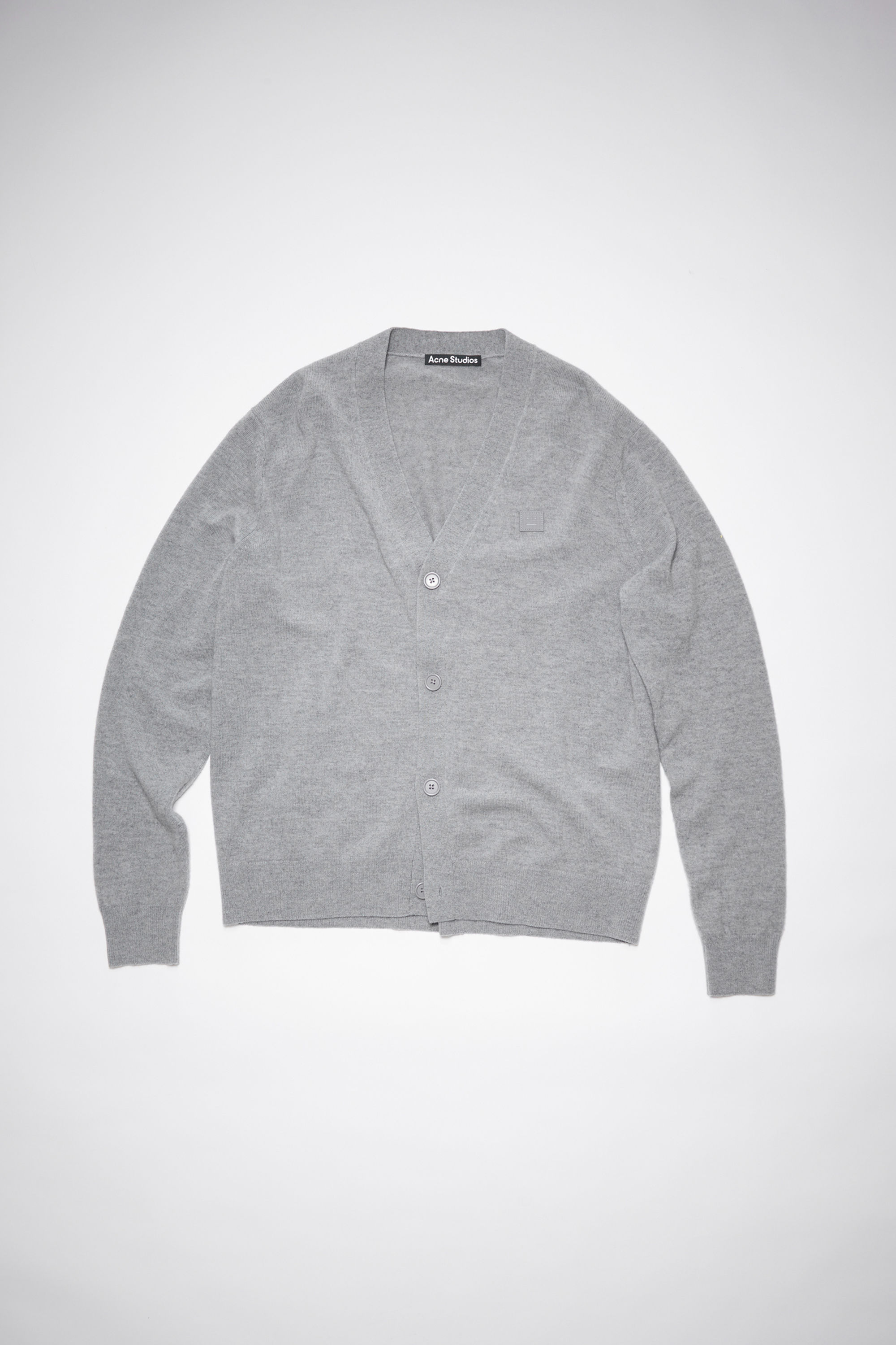 Acne Studios Wool Knit Cardigan In Grey Melange
