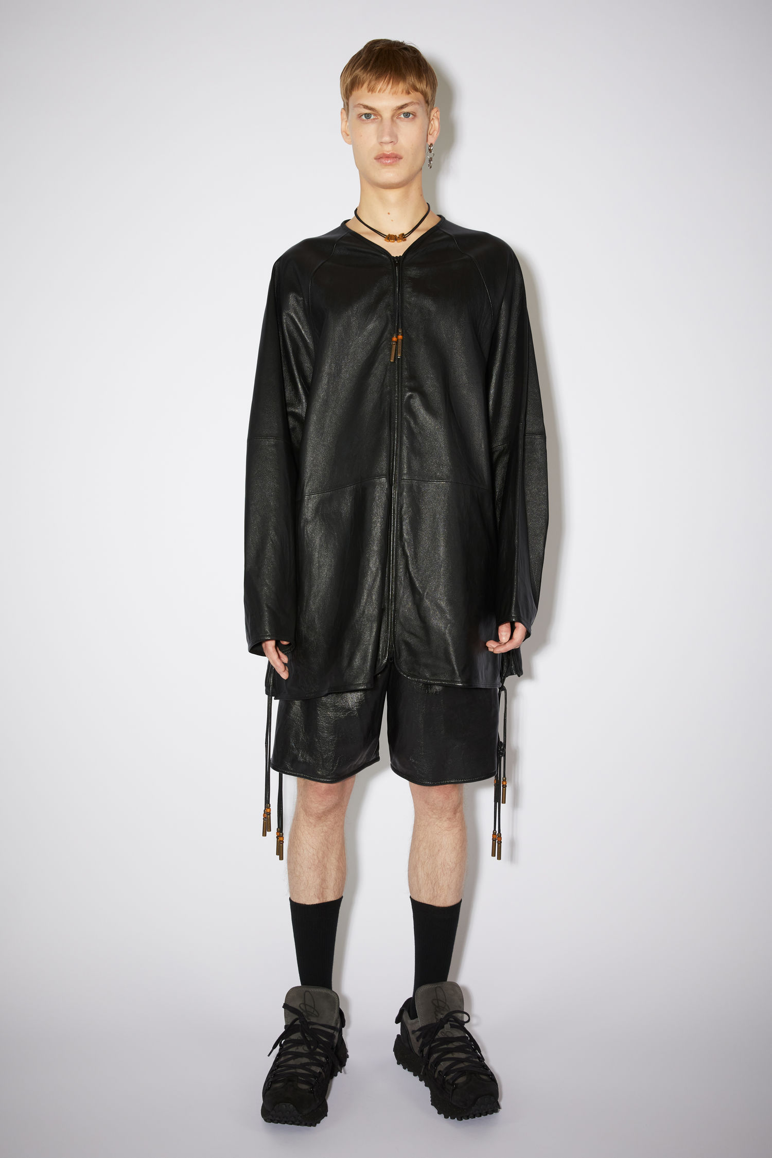 아크네 스튜디오 코트 Acne Studios Tumbled leather coat - Black