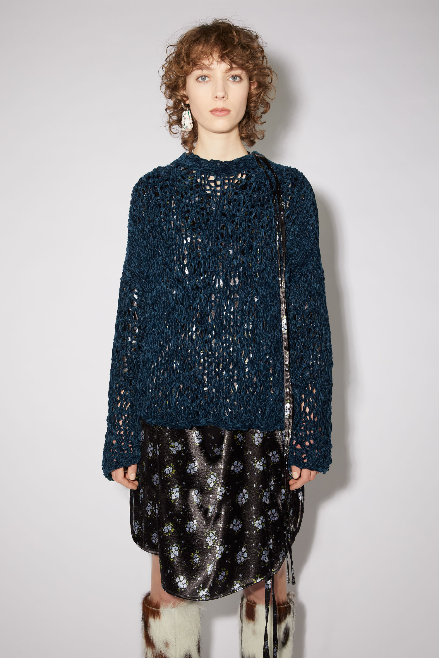 blue chenille sweater