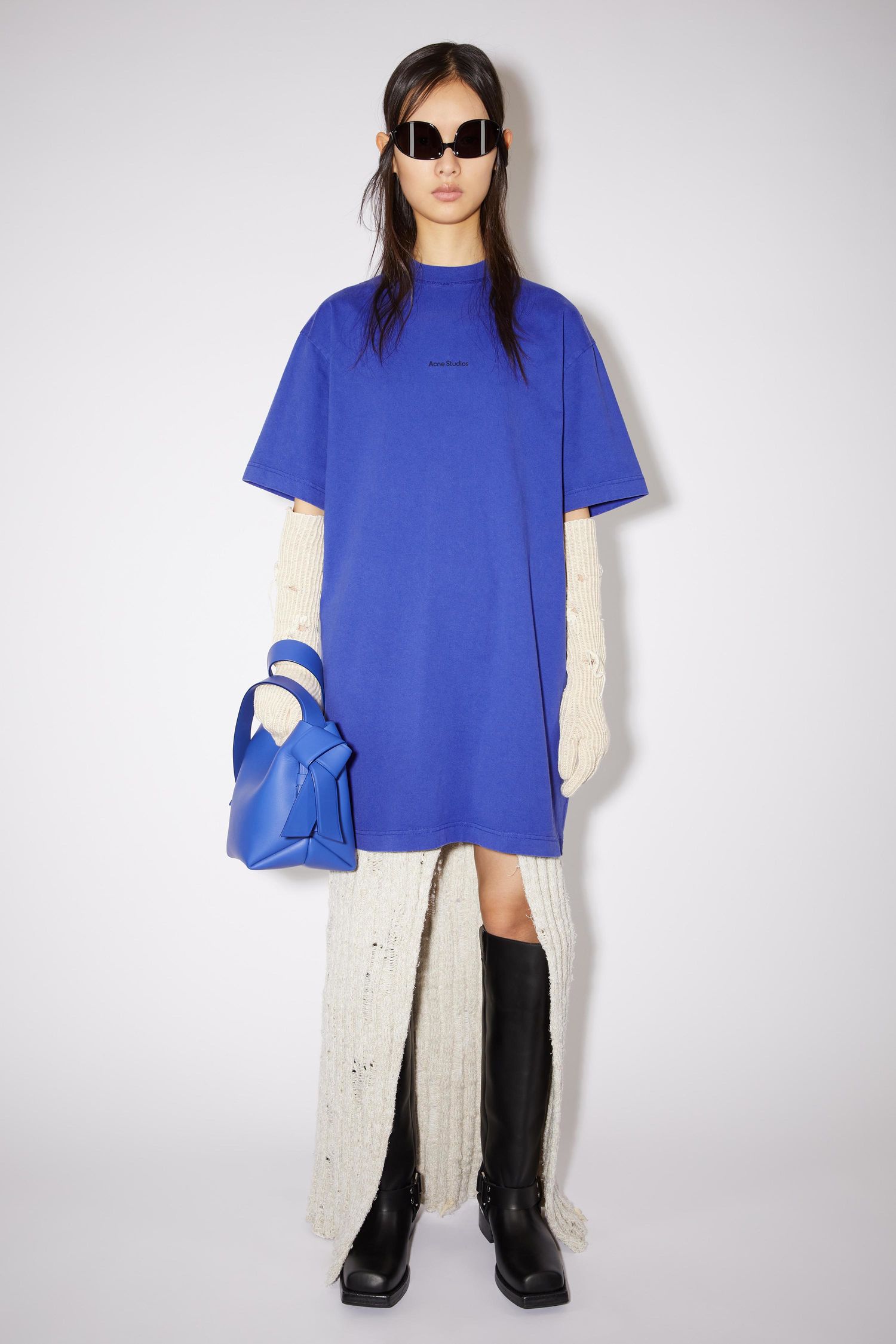 Acne Studios - Logo t-shirt dress - Sea 