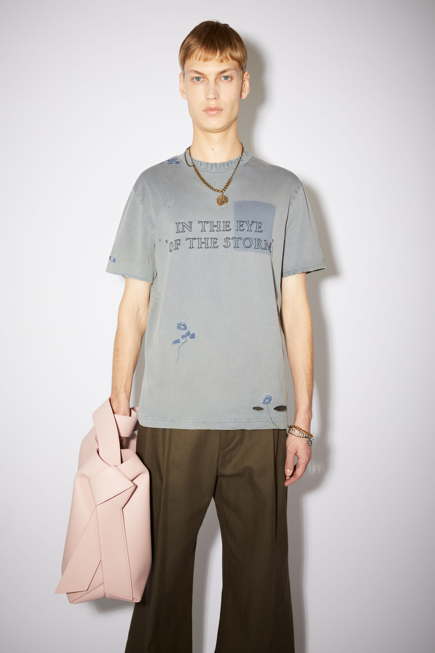 Distressed t-shirt - Denim Blue