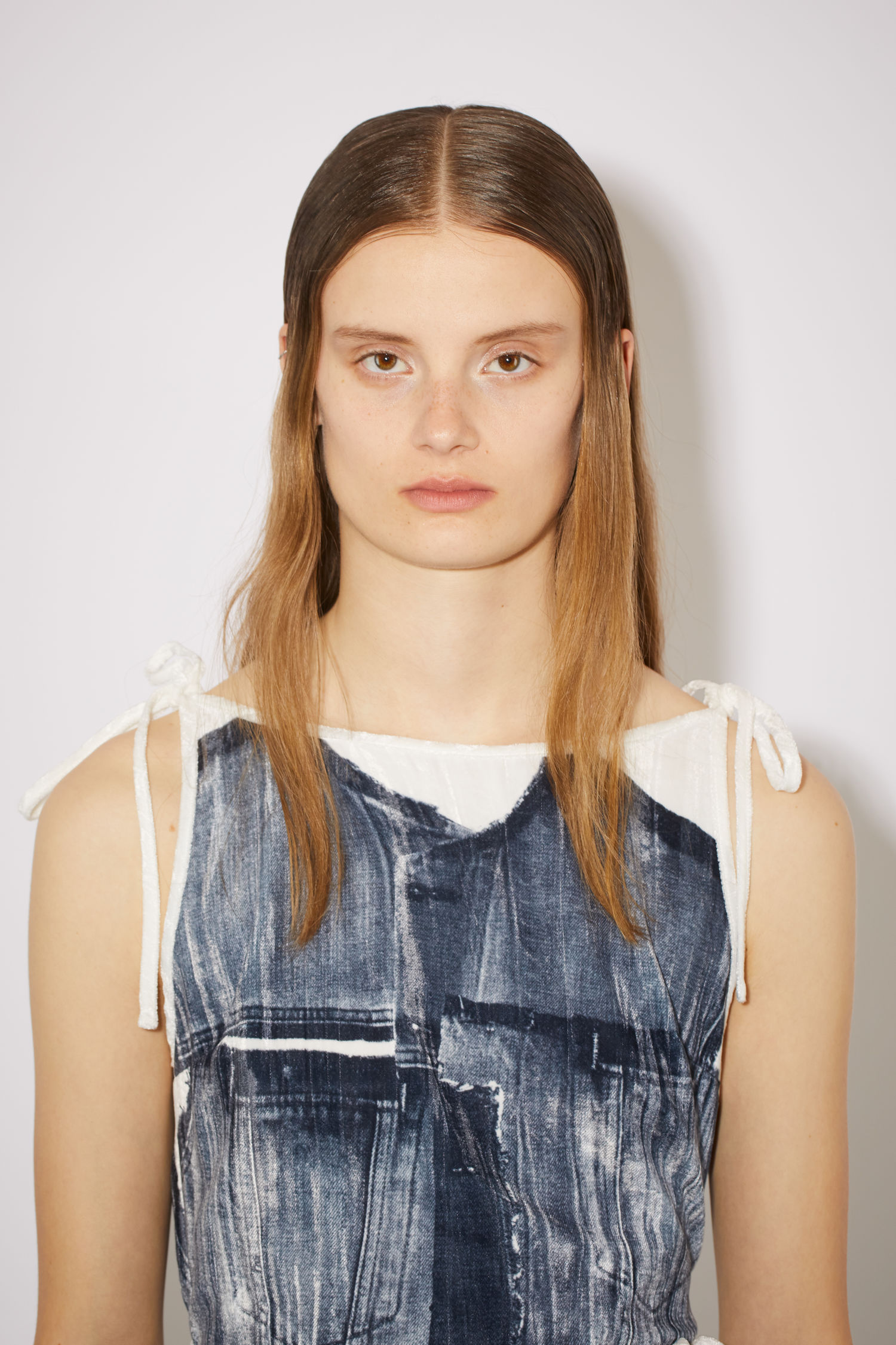 Acne Studios - Denim print tie-up top 