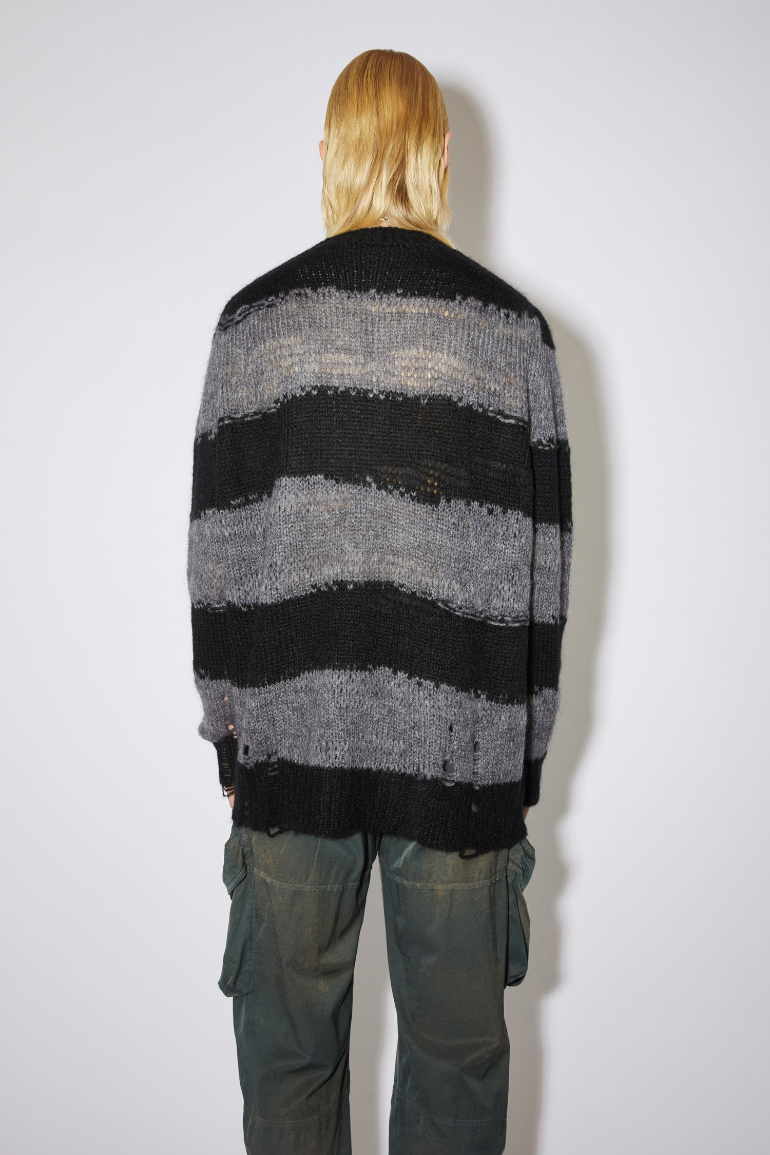 Acne Studios - Distressed striped sweater - Grey/black