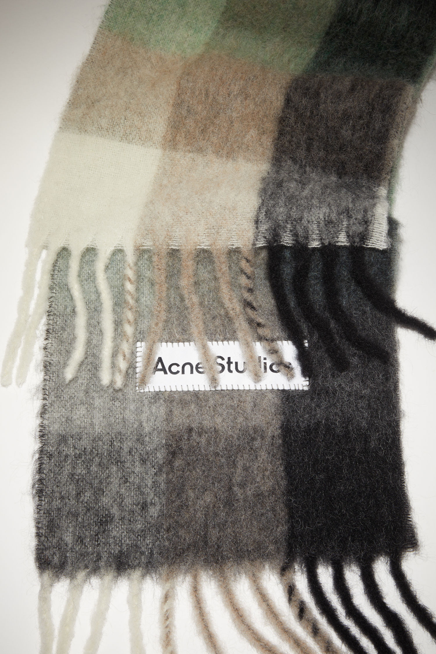 Bounce side pierce Acne Studios - Mohair checked scarf - Green/grey/black