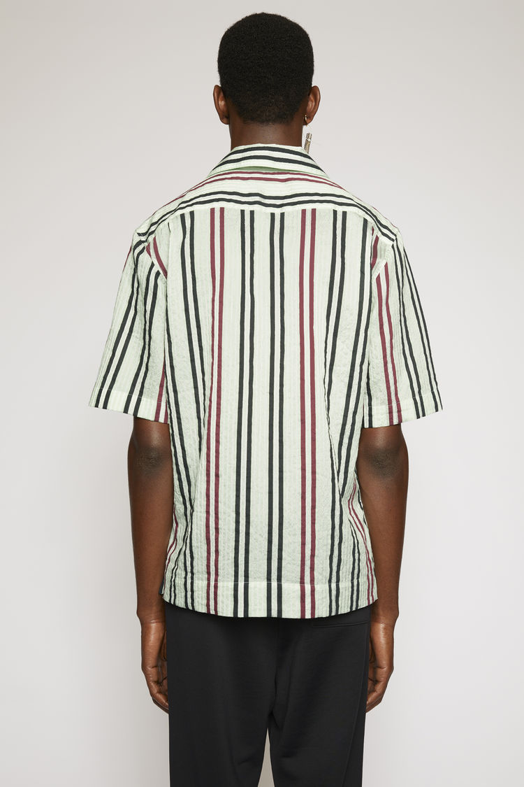 ACNE STUDIOS Striped cotton-blend shirt Pastel green/burgundy