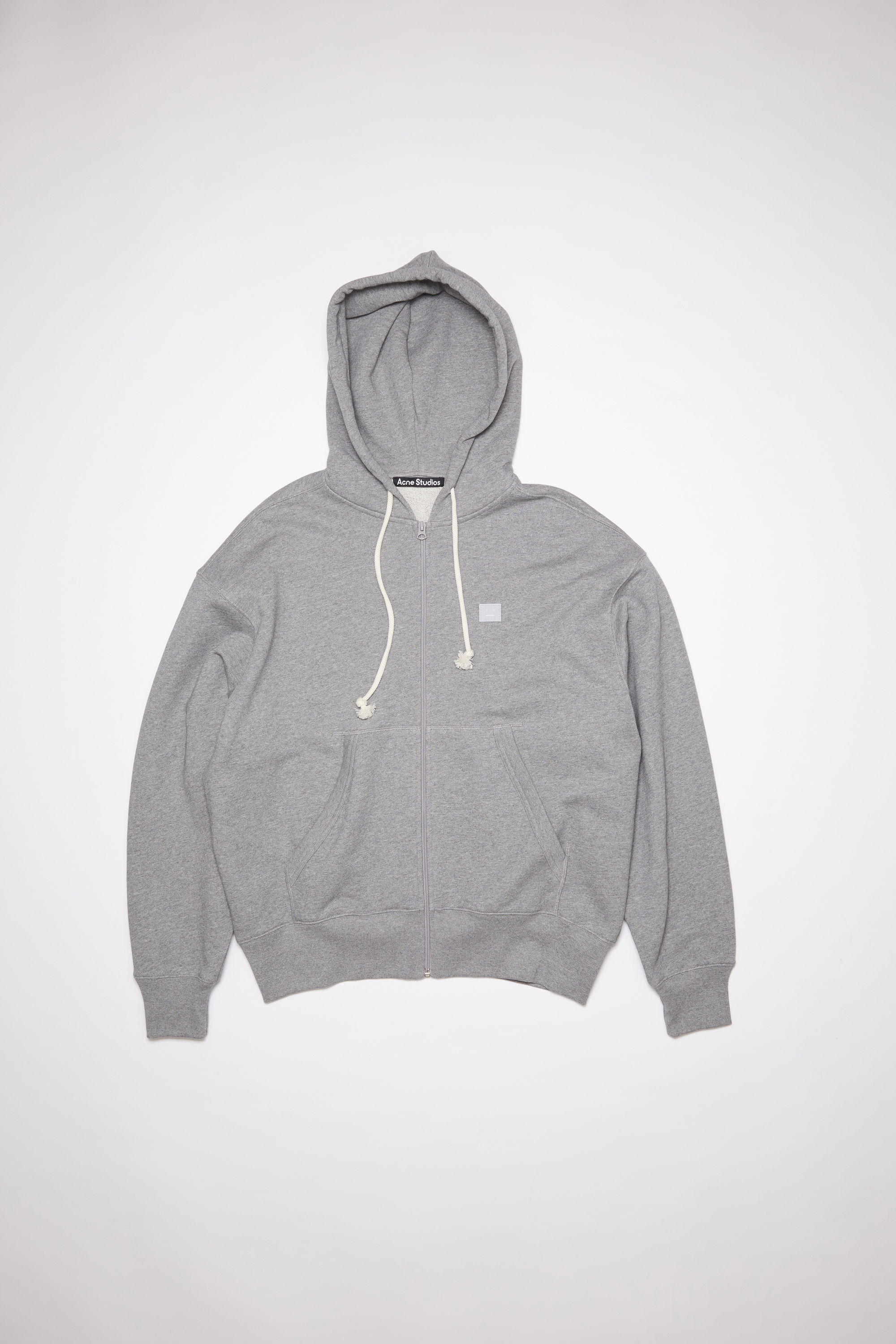 Acne Studios Hooded Zippered Sweatshirt In Light Grey Melange