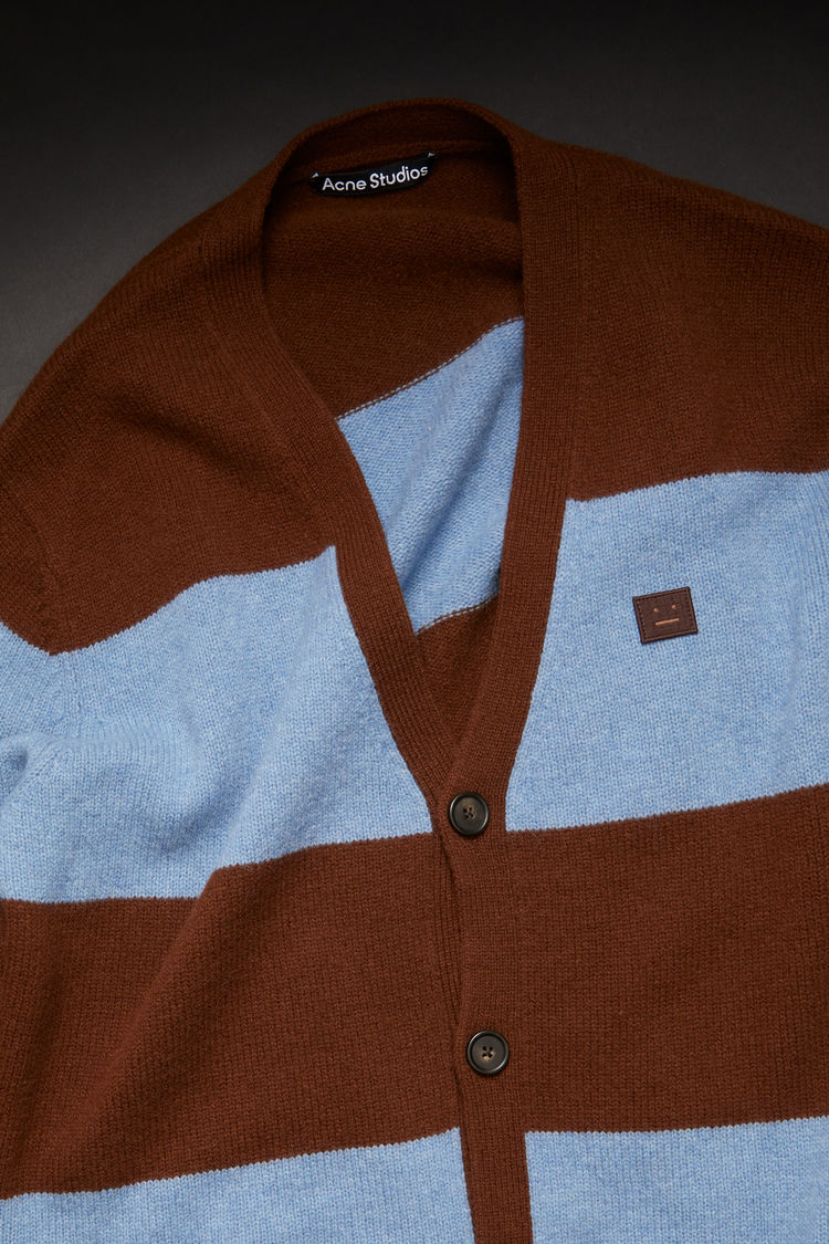 ACNE STUDIOS Block stripe cardigan Dark brown/mineral blue
