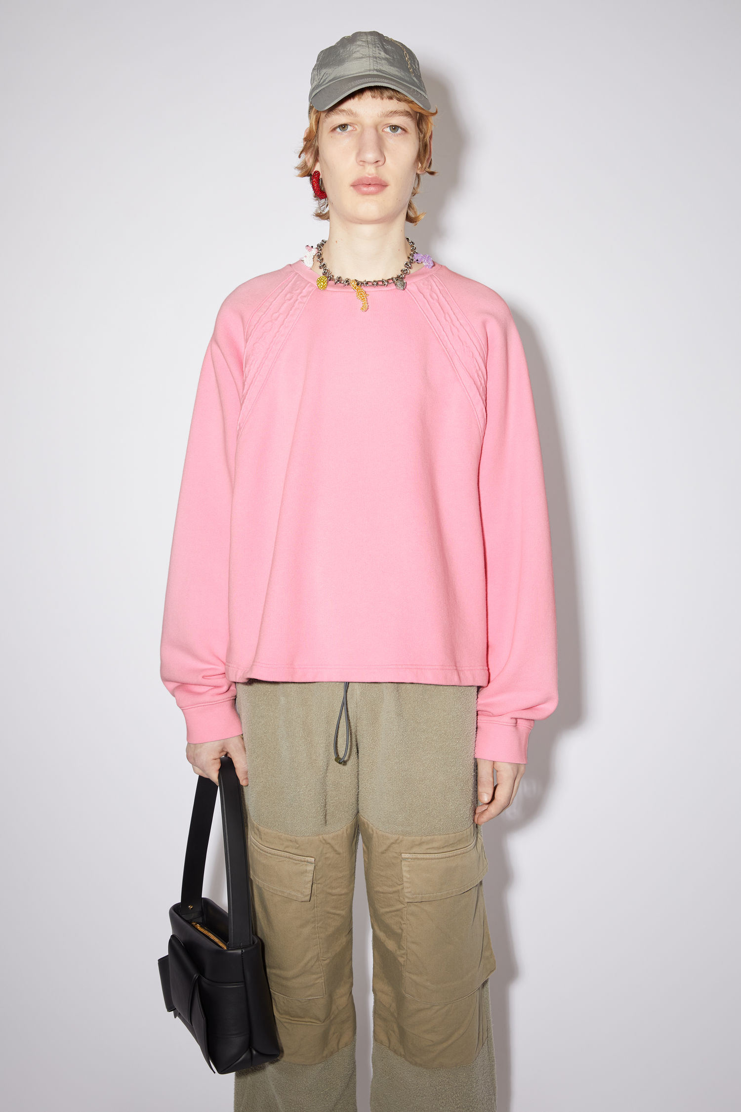 Crew neck logo tape sweatshirt - Blush pink