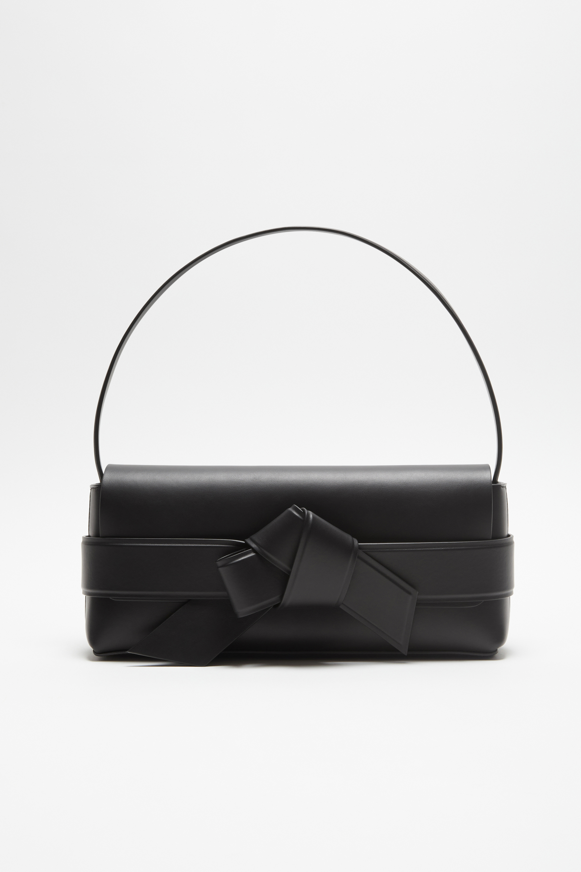 Acne Studios Musubi Elongated Bow Detail Leather Crossbody Bag In Black