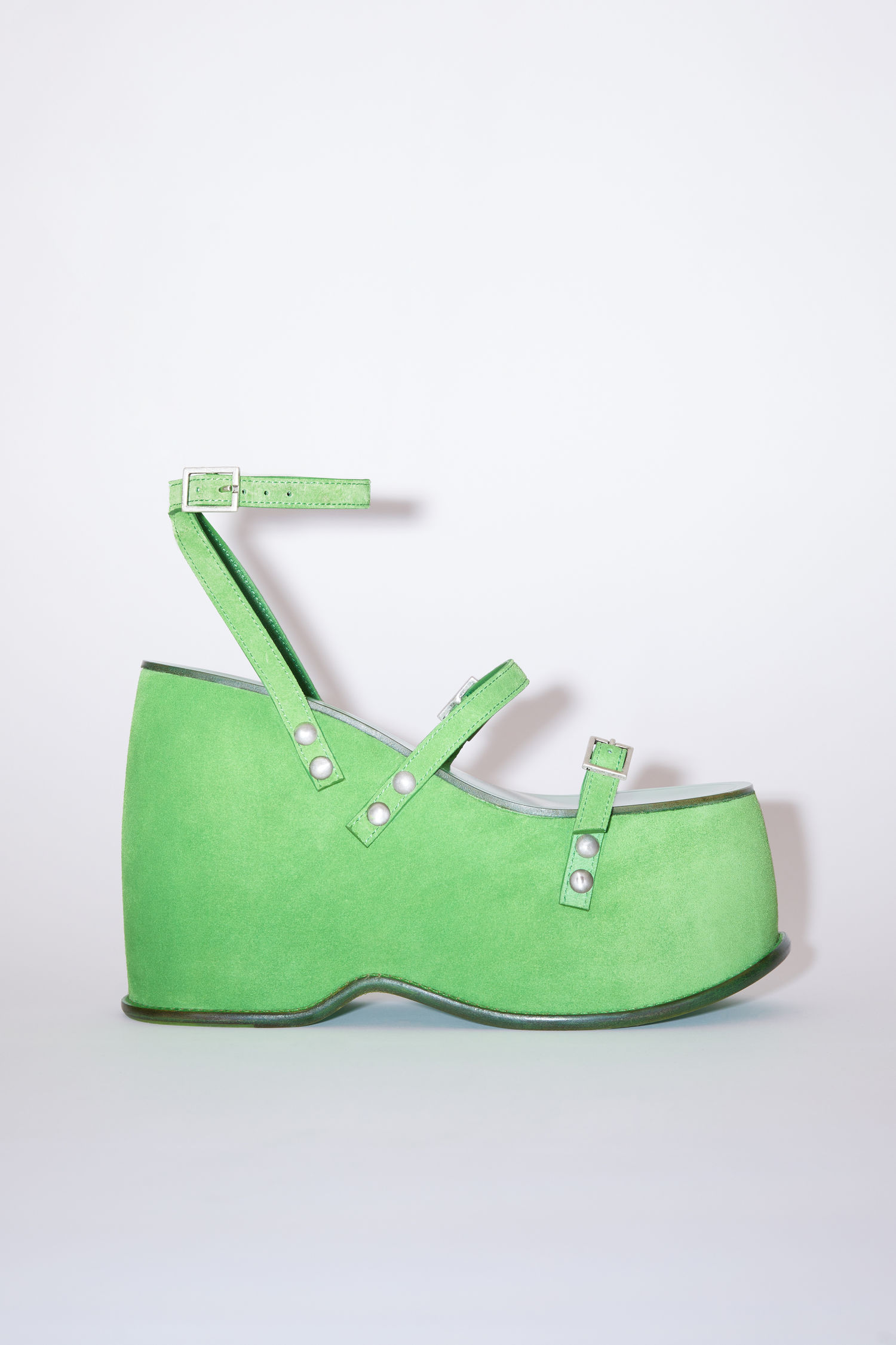 green platform sandals
