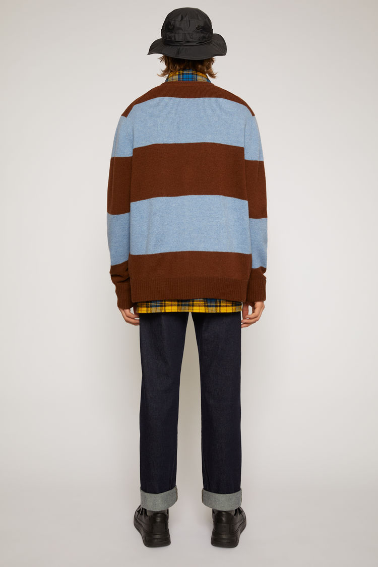 ACNE STUDIOS Block stripe cardigan Dark brown/mineral blue